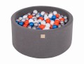 Round Ball Pit with 300 balls, 90x40cm, Dark Grey, Cotton