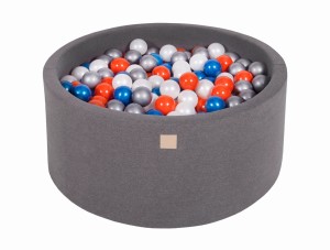 Round Ball Pit with 300 balls, 90x40cm, Dark Grey, Cotton