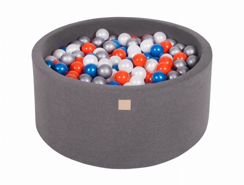 Round Ball Pit with 300 balls, 90x40cm, Dark Grey, Cotton
