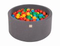 Round Ball Pit with 300 balls, 90x40cm, Dark Grey, Cotton