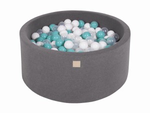 Round Ball Pit with 300 balls, 90x40cm, Dark Grey, Cotton
