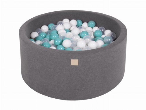 Round Ball Pit with 300 balls, 90x40cm, Dark Grey, Cotton