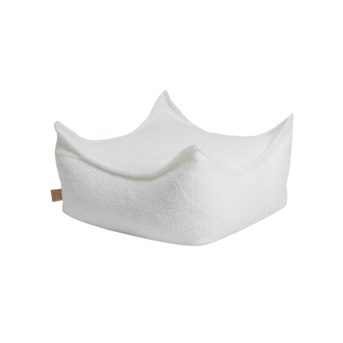 Boucle Square Puff, White