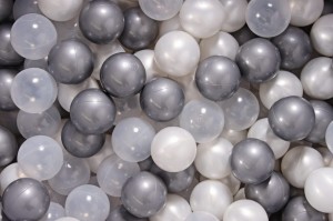 Soft Plastic Balls 7cm for the Ball Pit Set 100pcs: Silver/White Pearl/Transparent
