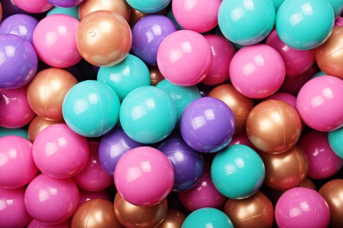 Soft Plastic Balls 7cm for the Ball Pit Set 200pcs: Violet/Gold/Dark Pink/Turquoise