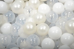Soft Plastic Balls 7cm for the Ball Pit Set 200pcs: White Pearl/White/Transparent