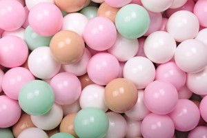 Soft Plastic Balls 7cm for the Ball Pit Set 300pcs: Beige/Mint/White/Pastel Pink