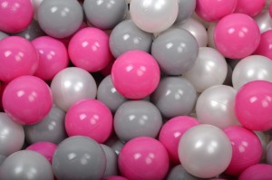 Soft Plastic Balls 7cm for the Ball Pit Set 300pcs: White Pearl/Gray/Dark Pink