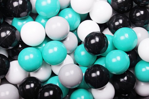 Soft Plastic Balls 7cm for the Ball Pit Set 300pcs: White/Black/Turquoise/Gray