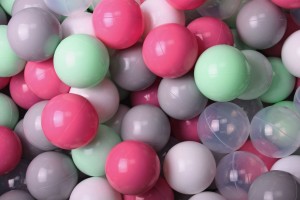 Soft Plastic Balls 7cm for the Ball Pit Set 300pcs: Mint/Gray/Light Pink/Transparent/White