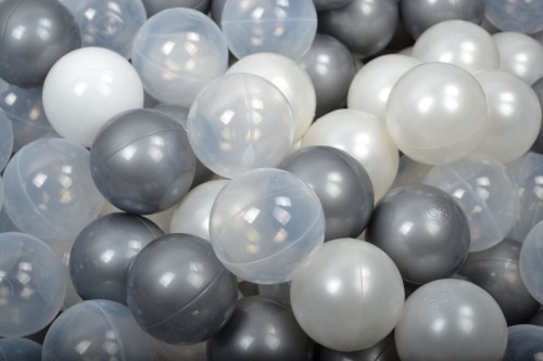 Soft Plastic Balls 7cm for the Ball Pit Set 300pcs: Silver/White/White Pearl/Transparent