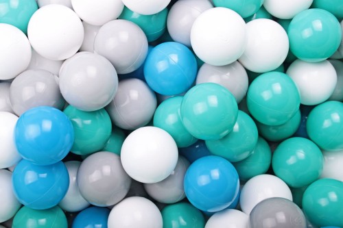 Soft Plastic Balls 7cm for the Ball Pit Set 400pcs: White/Blue/Turquoise/Gray