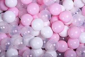 Soft Plastic Balls 7cm for the Ball Pit Set 400pcs: Pastel Pink/Transparent/White