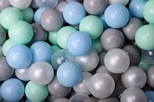 Soft Plastic Balls 7cm for the Ball Pit Set 500pcs: Mint/Baby Blue/Gray/White Pearl/Transparent