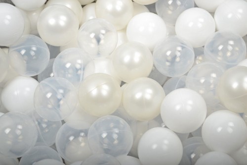 Soft Plastic Balls 7cm for the Ball Pit Set 500pcs: White Pearl/White/Transparent